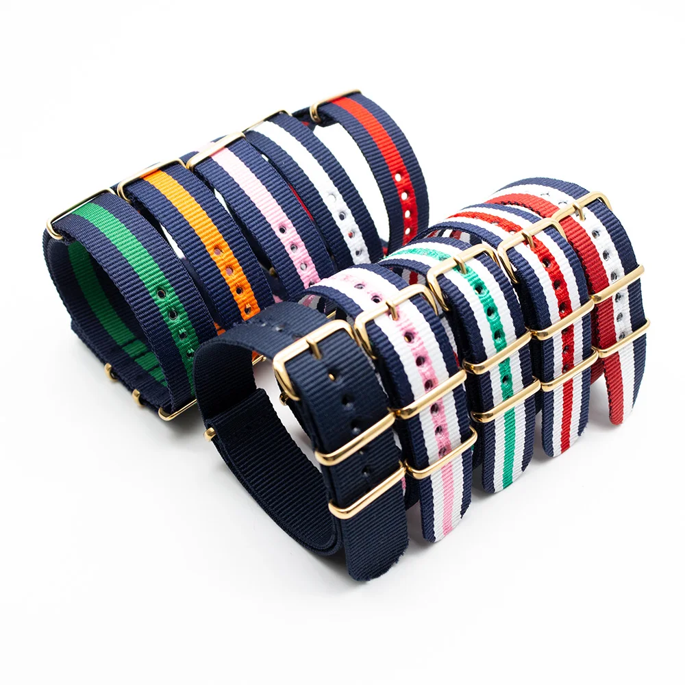 Nylon Strap Gold Buckle Integrated Replacement Strap Color Sports Strap 18Mm 20Mm 22Mm 24Mm Suitable for Samsung Huawei