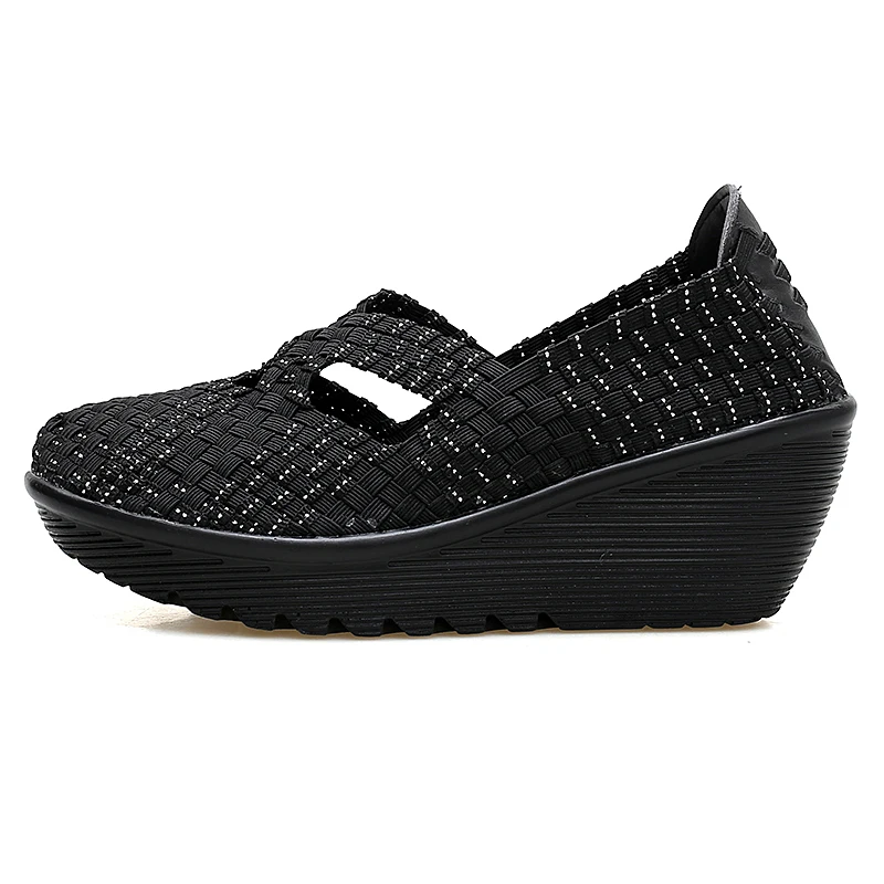 New spring women platform shoes women slip on casual hand made breathable woven shoes wedge sandals shoes women footwear shoes