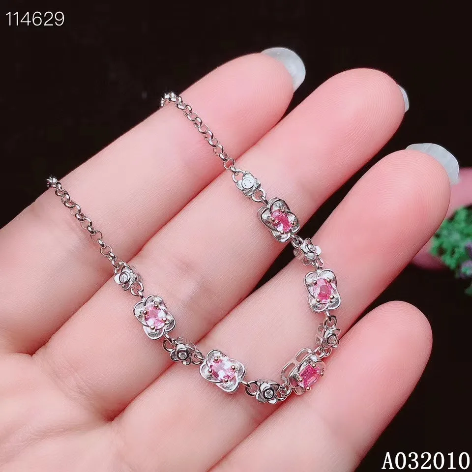 

KJJEAXCMY fine jewelry 925 sterling silver inlaid natural pink sapphire bracelet popular girl new hand bracelet support test