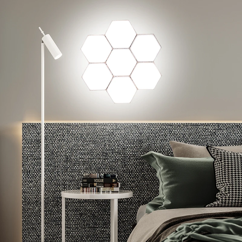 Modern LED Touch Sensitive Hexagonal Night Lights Quantum Modular LED Night Light Creative Bedside Room Art Decoration Wall Lamp