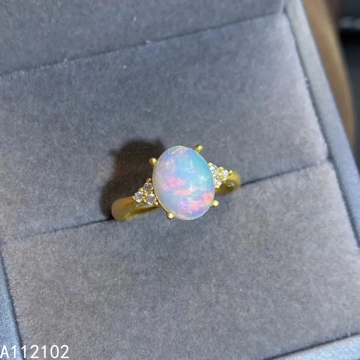 KJJEAXCMY fine jewelry 925 sterling silver inlaid natural opal Girls popular Chinese Style Oval gem ring support test