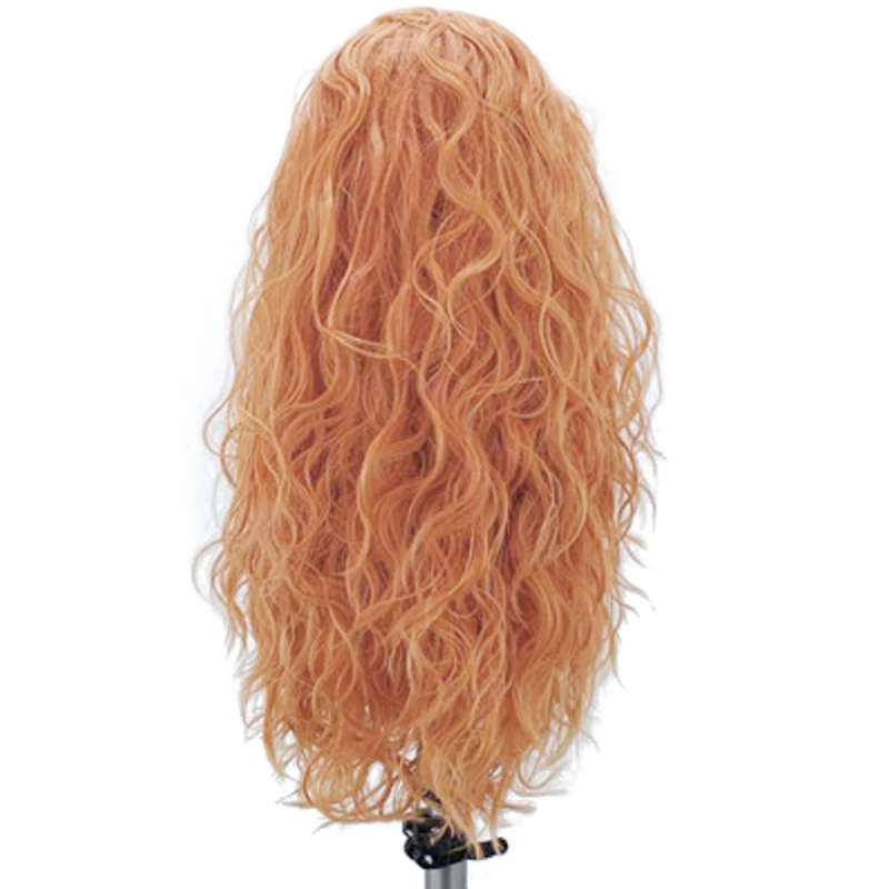 Charisma Long Curly Wig Peach Color Synthetic Lace Front Wigs Side Part Cosplay Wig Natural Hairline Lace Wig For Women