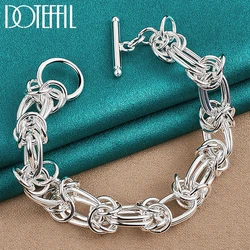 DOTEFFIL 925 Sterling Silver Full Circle Ring Design Chain Bracelet For Man Women Fashion Party Wedding Engagement Jewelry