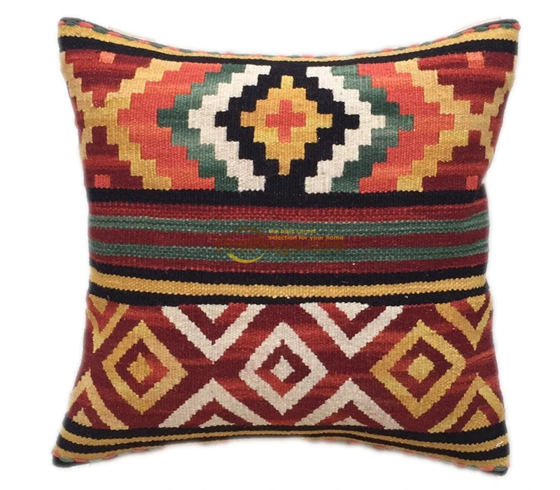 knot pillow Wool Kilim Floral  /  Cover Hand Woven Wool Fancy 19 French Country Chichabby Vintage  Ofa Decorative