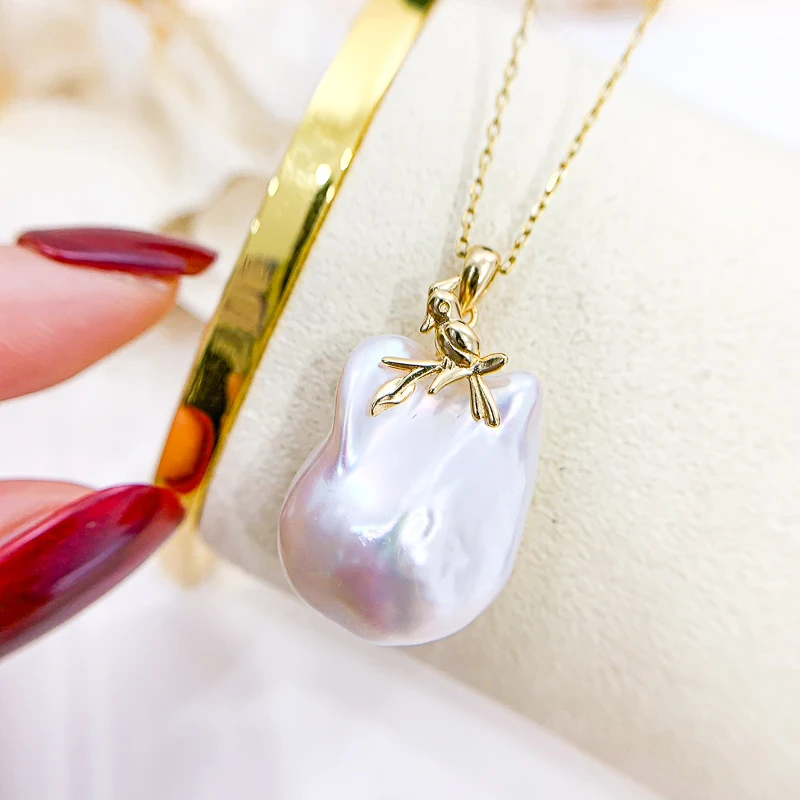 

Bird Design Fashion Pendant Components Women DIY Jewelry Making For Baroque Pearl 12-16mm Beads (No including pearls)