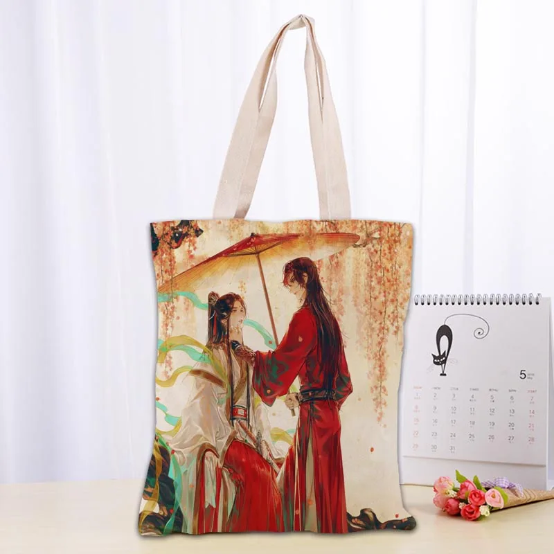 Tùy Chỉnh Thiên Quan Ci Fu Anime Mua Sắm Túi 30X35Cm Túi Tote Có Thể Tái Sử Dụng Túi Xách Tay Nữ Đeo Vai Vải Túi có Thể Gấp Gọn 0913