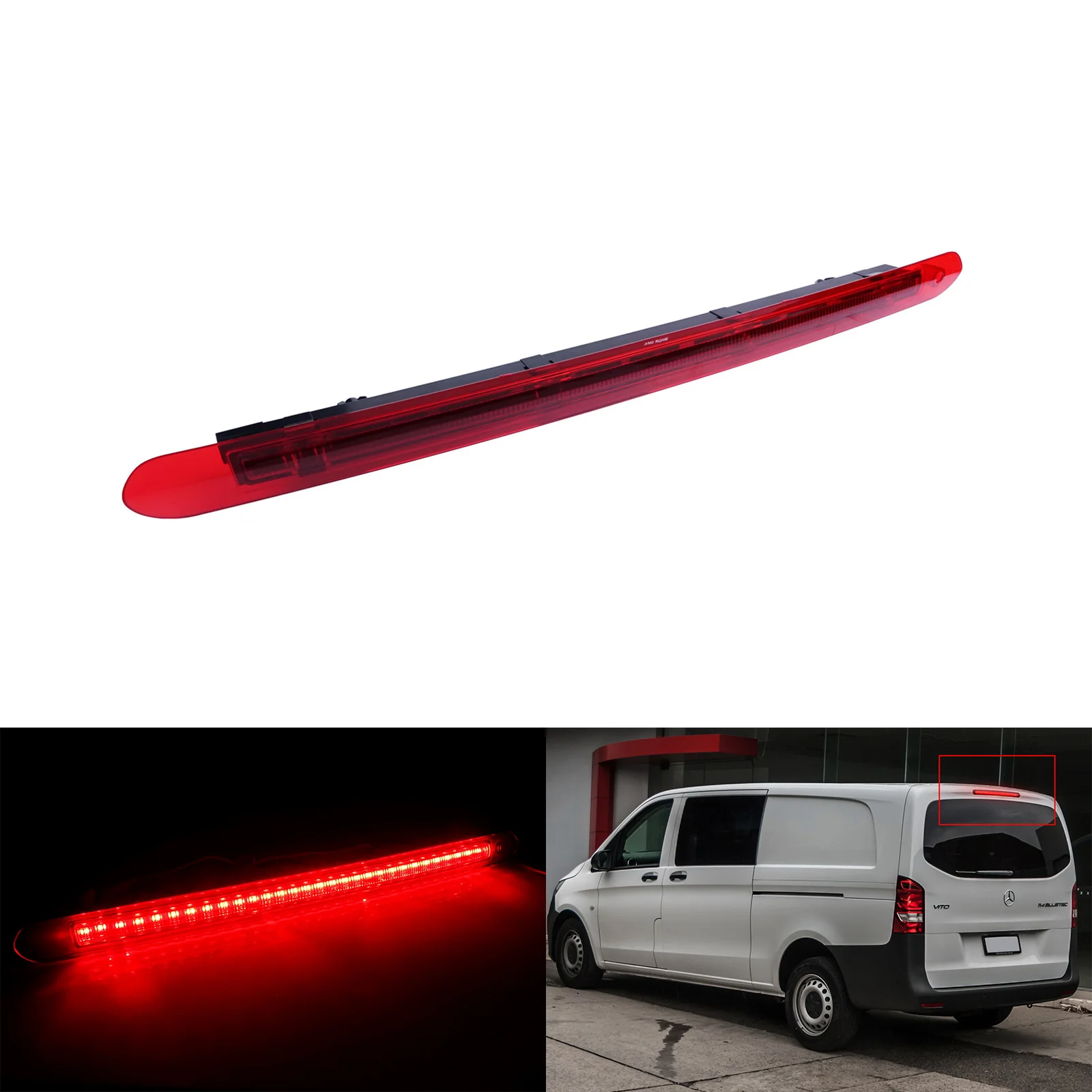 ANGRONG 1X Red Lens Rear High Level Third LED Brake Stop Light For Mercedes Vito W447 2014+