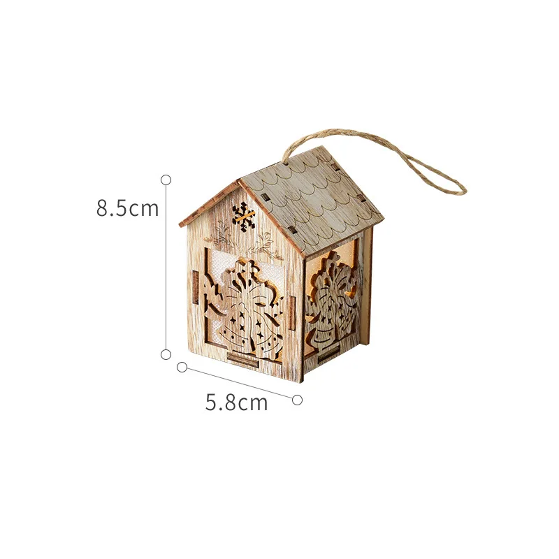 Christmas LED Light Wooden House Luminous Cabin Christmas Decorations Home Decor Night Lamp Pendant Prop Led Candle Gift