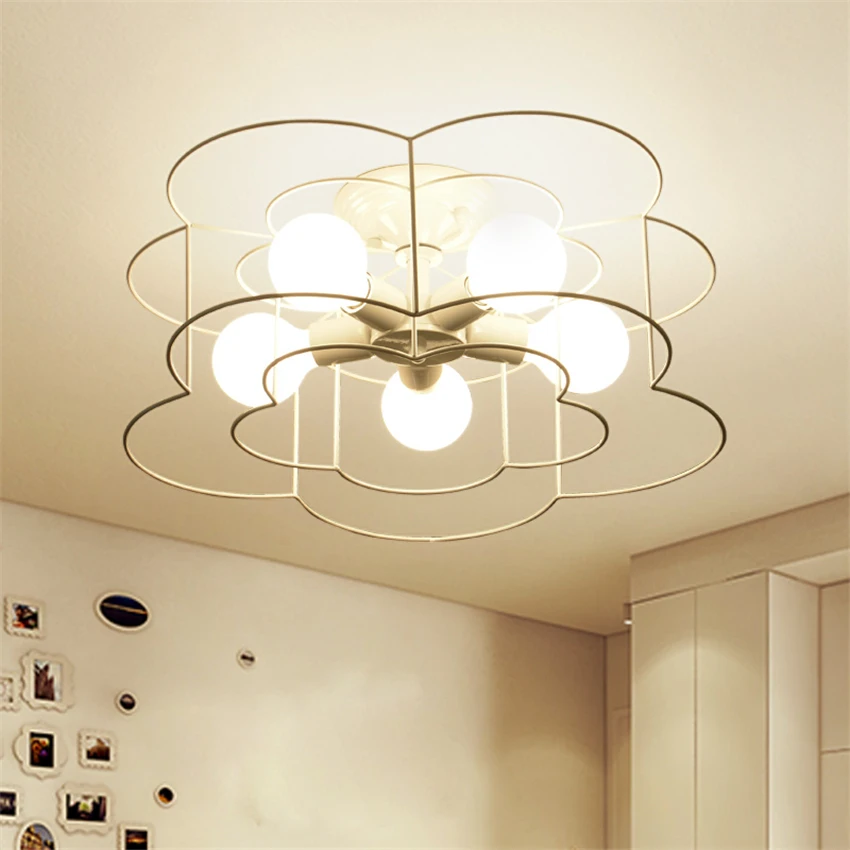 Nordic Post Modern Iron Shaped Ceiling Lights Children's Room Bedroom Study Room Living Room Ceiling Lamps E27 Deco Fixtures