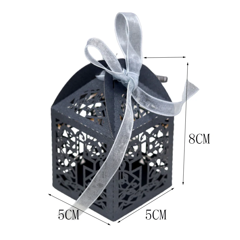 Caja de regalo de boda con corte láser cruzado, cajas de dulces religiosos huecas con cinta para bautismo, Baby Shower, decoración de fiesta de