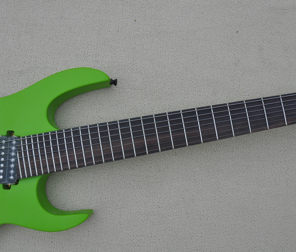 7 Strings Green Electric Guitar with Tremolo Bar,27 Frets,Rosewood Fretboard