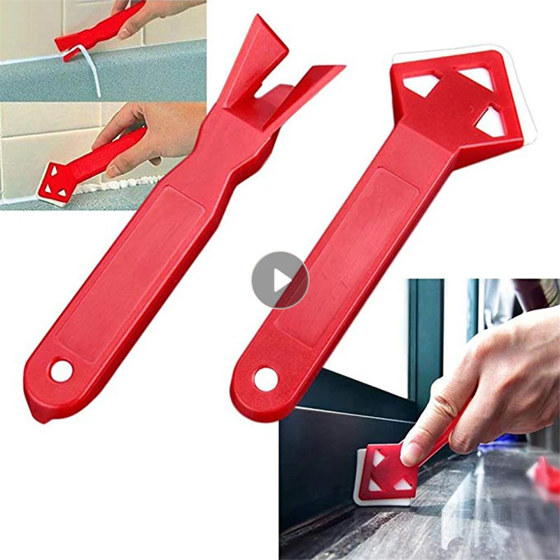 2Pcs/set Silicone Glass Cement Scraper Tool Caulking Sealant Finishing Grout Floor Cleaning Tile Dirt Tool Spatula Filling Tool