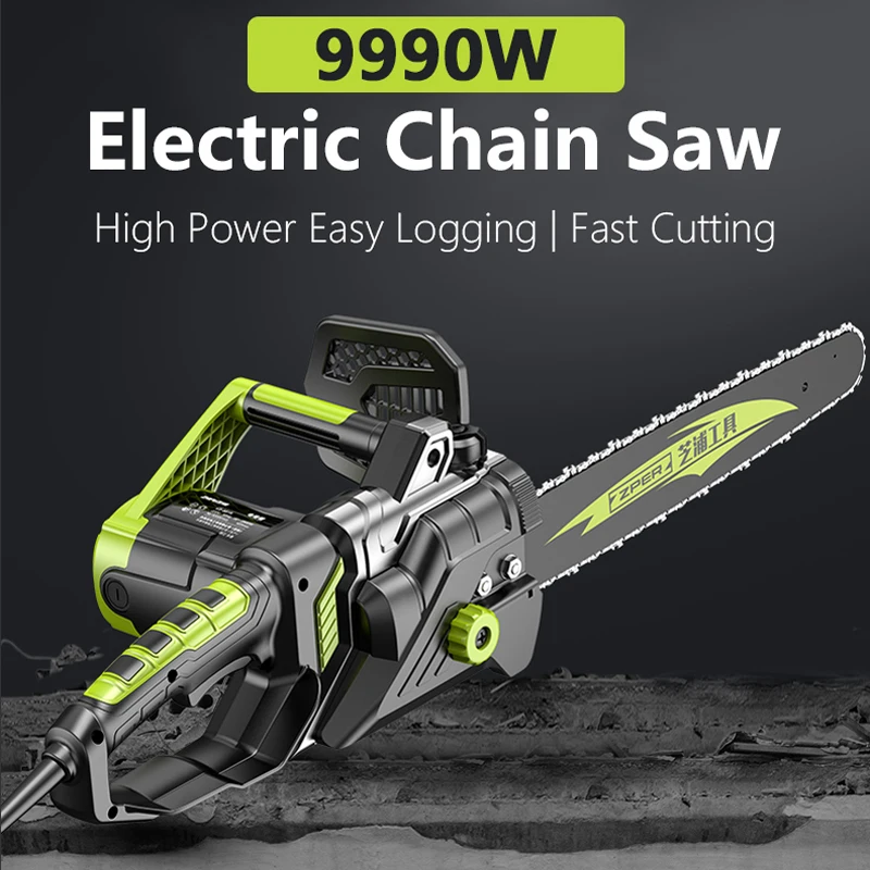 220V AC Electric Chain Saw Powerful  Hand-Held Electric Chainsaw Garden Power Tools Homehold Wood Cutter With Chain Saw 9990W