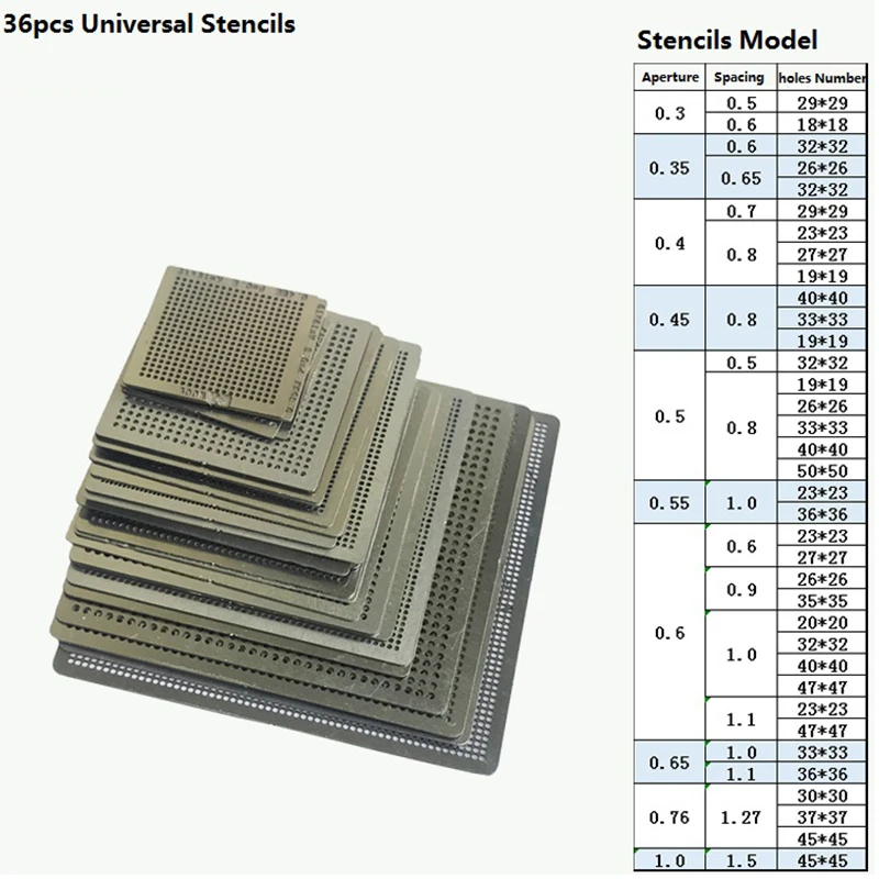 27Pcs/36pcs BGA Stencils Universal Direct Heating Stencil With BGA Reballing Kit For SMT SMD IC Chip Reball Repair Tools