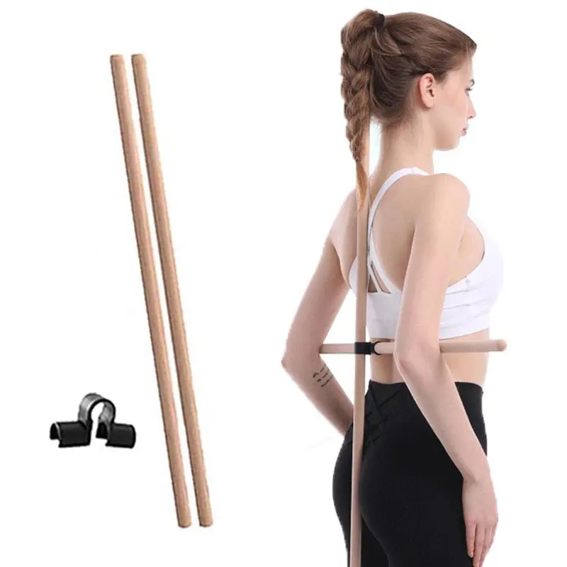 Wooden Yoga Pole Open Shoulder Beauty Back Posture Corrector Multipurpose Pranayama Stick For Dance Body Sculpting Home Fitness