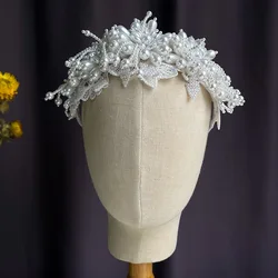 Diademas de perlas con cuentas, Tiara nupcial, tocado de boda, accesorios para el cabello para mujer