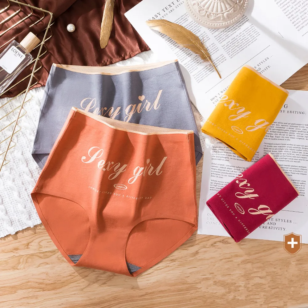 

New High Waist Panties For Women Cotton Underwear Letter Print Body Shaper Seamless Briefs Female Breathable Lingerie Intimates