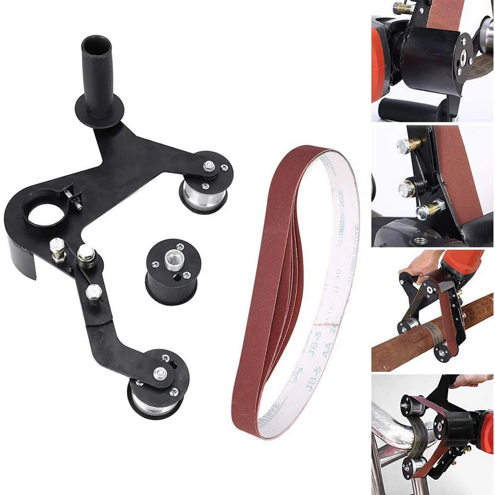 Tube Belt Sander Grinding Grinder M10 M14 Round Tube Polishing Wire Drawing Machine Attachment Metal Wood Sanding Belt Grinding