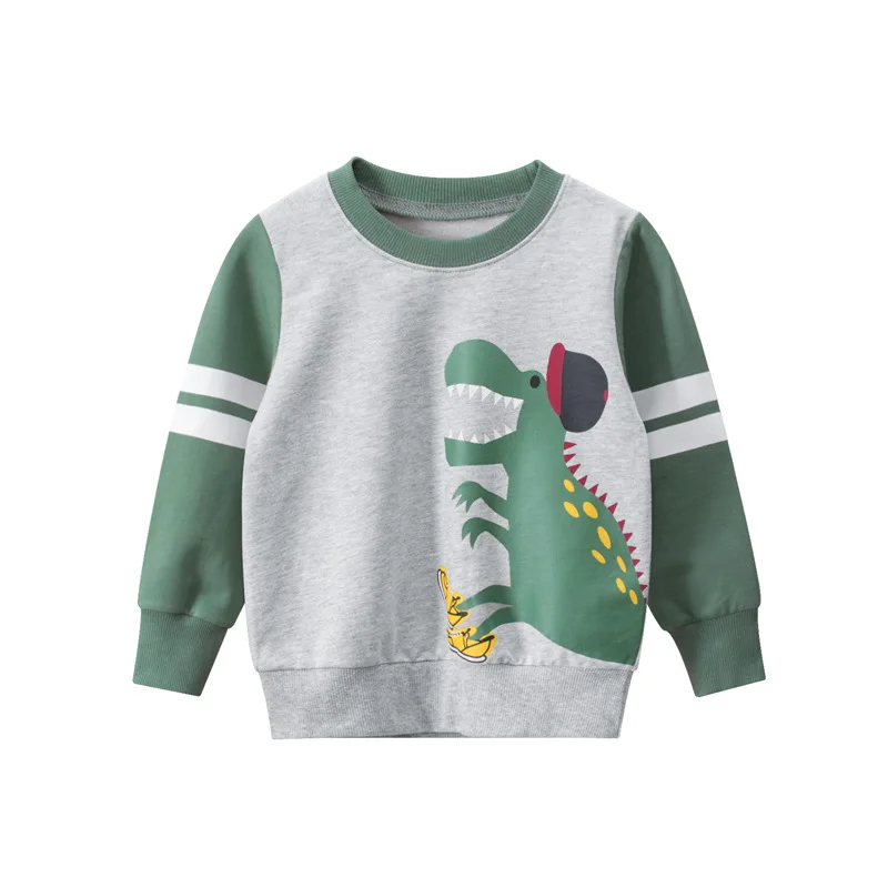 2024 Autumn Spring Kids Sweatshirts 100% Cotton Clothing for Boys Children Clothes Dinosaur Cartoon Sport Casual Sweater