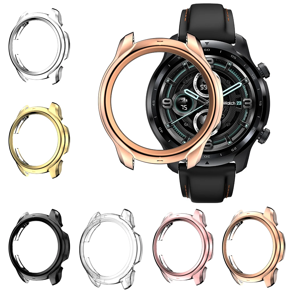 TPU Plating Edge Frame untuk Ticwatch Pro 3 Bumper Pelindung Soft Glass Screen Protector Case Cover Shell
