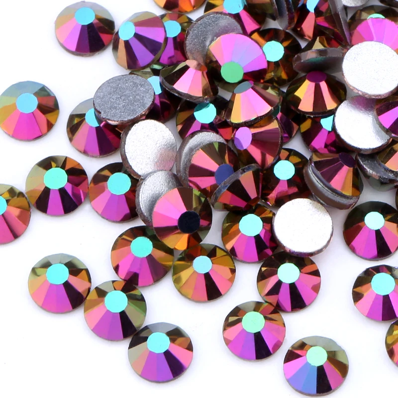 Rainbow AB SS4-SS30 3D Nails Art Tips Glass Rhinestone Flatback DIY Nail Deco Beads not hotfix use glue Wedding deco