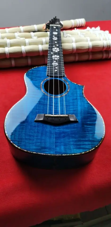 

23 inch/ 26 inch blue American tiger grain maple ukulele full single