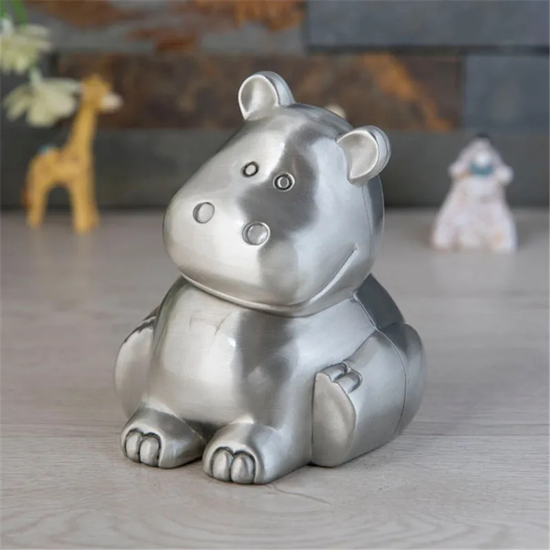 2024 Fashion Cute Hippo Coin Money Piggy Bank Metal Animal Money Banks For Children's Gifts Home Decoration Ornaments