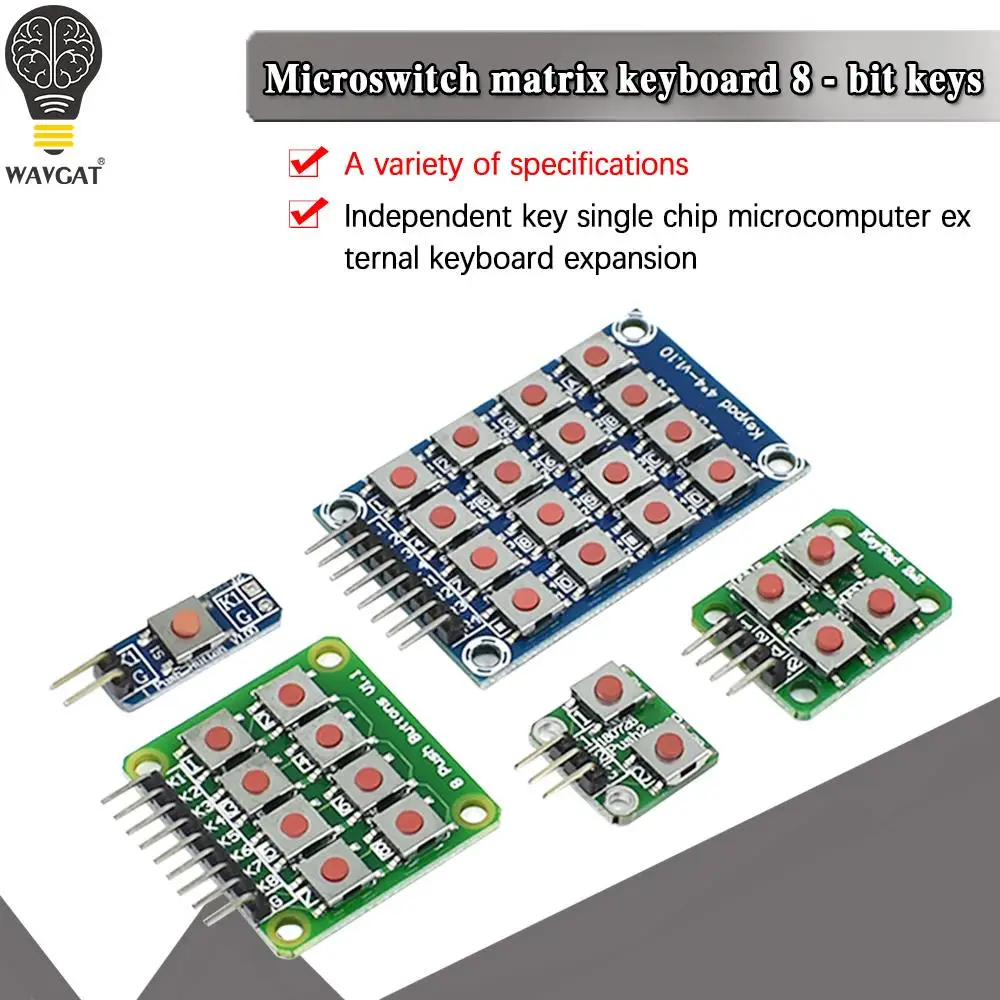 Micro Switch 1*2/2*2/2*4/4*4 Matrix Keyboard 8-bit Button Independent Button MCU External Expansion Keyboard Module