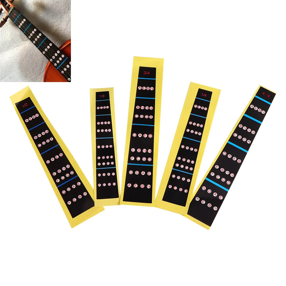 4/4, 3/4, 1/2 1/4, 1/8Violin Fingerboard Sticker Fretboard Note Label Finge Chart Practice Finger Guide Beginner Violin Parts