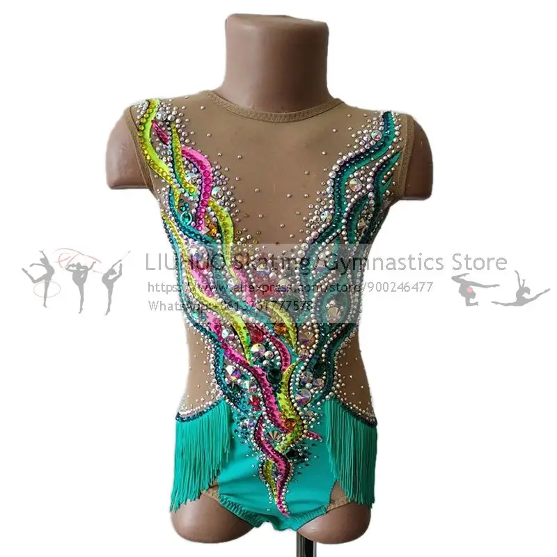 Custom Ritmische Turnpakje Vrouwen Meisjes Figuur Schaatsen Jurk Mouwloze Concurrentie Unitards Ballet Dans Turnpakje Artistieke Kostuum