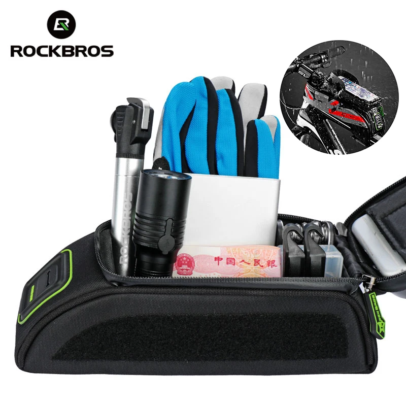 ROCKBROS Bicycle Frame Front Tube Waterproof Bike Bag Touch Screen Bike Saddle Package For 5.8 /6 in Cell Phone Bike Accessories