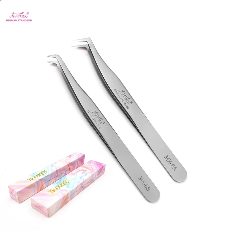 FUNMIX MX Series Hyperfine Tweezers Non-magnetic High Precision ESD Pincers For 3D 6D Eyelashes Extension Grafting