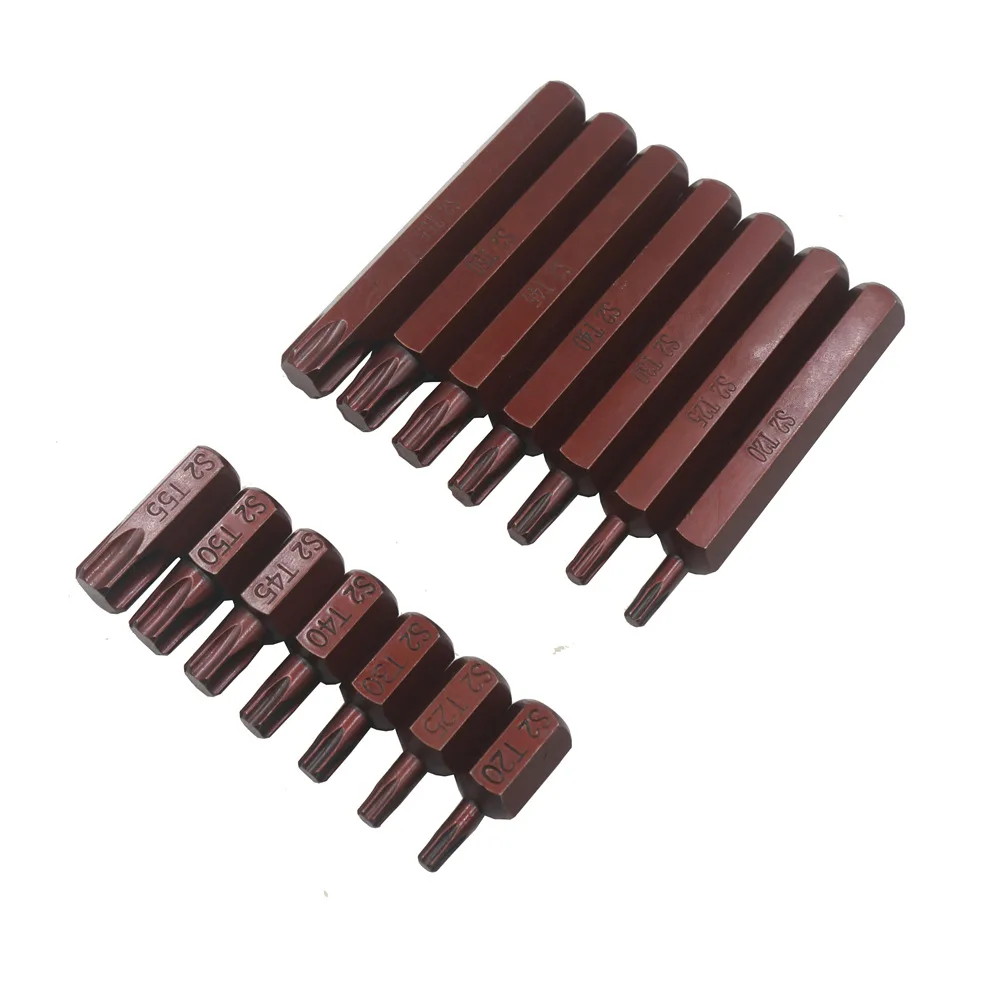 10mm 8/3 shank Torx Spline Screwdriver Bit Set Socket Wrench Adapter Set Car Hand Tools Repair Kit S2 Alloy Steel Bits T20-T55