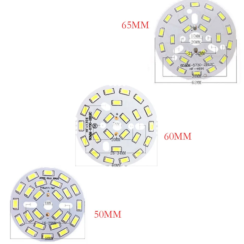 Painel conduzido smd5730, placa clara com PWb para o teto, 12w, 50mm, 58mm, 65mm, 85mm, 100mm, 5 pcs/lot