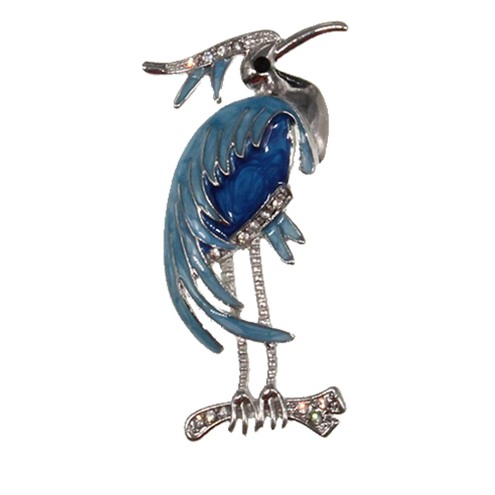 

100pcs/lot Enamel Little Blue Heron Shape Brooches Animal Bird Egret Brooch Pin For Women