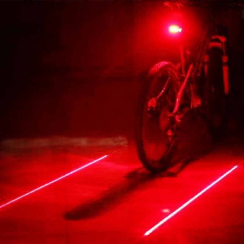 5 LED 2 Laser Bike light Cycling Waterproof Tail Warning Lamp Flashing Safety Bicycle Rear Lamp Mountain Bike Riding Equipment