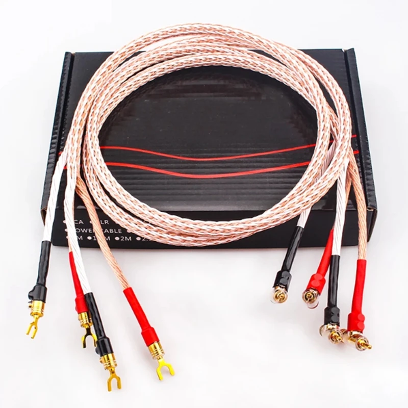 Audio Hifi 8TC OCC haut de gamme HIFI en forme de pistolet plaqué or en forme de R en forme de Y pelle fiche banane câble de haut-parleur 24 cœurs sans boîte