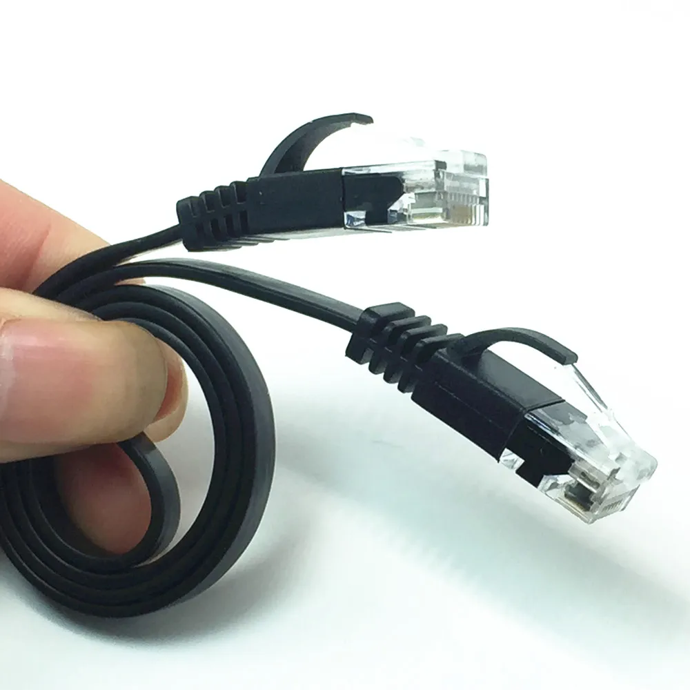 Kabel CAT6 płaski UTP kabel sieciowy Ethernet RJ45 kabel sieciowy LAN czarny kolor 0.5M 1M 1.5M 2M 3M 5M 10M 15M 20M 25M 30M