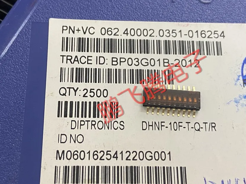 1PCS Taiwan Yuanda DIP DHNF-10F-T-V-T/R dial code switch 10-bit key type 10P code 1.27mm gold-plated foot film