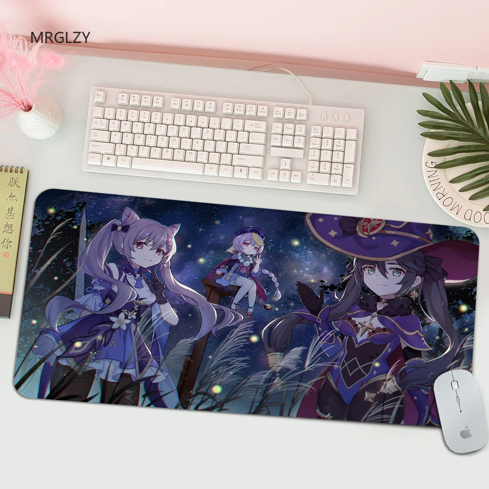 MRGLZY Best-selling Genshin Impact Mouse Pad Natural Rubber Office Mouse Pad Gaming Mouse Pad Desk Pink Kawaii Mouse Pad