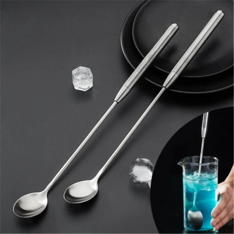 

1 Pieces Cocktail Spoon Bar Stirring Spoon Long Handle Stainless Steel Coffee stirring milk tea Spoon