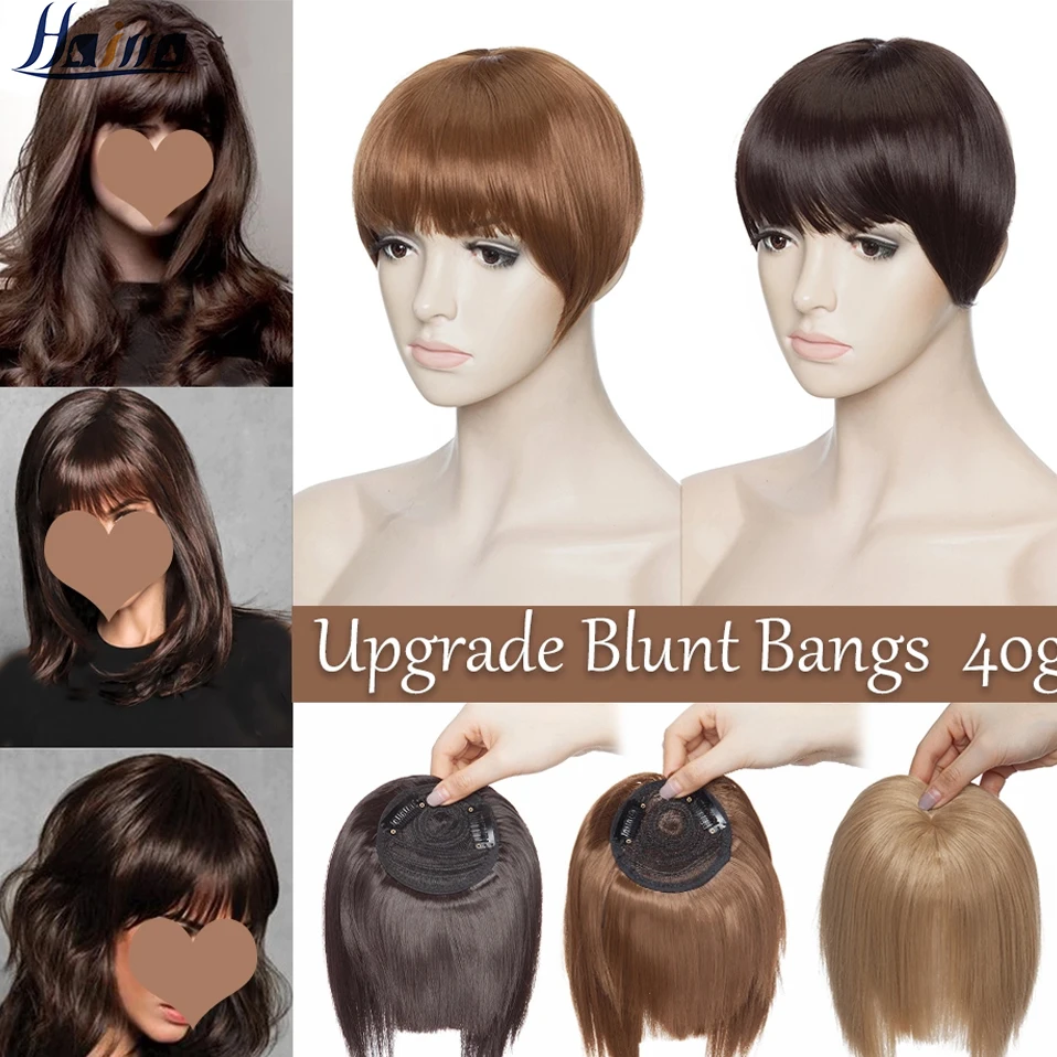 HAIRRO Synthetic Fake Bang Hair Piece Clip In Hair Extension Fake Fringes Bang Women Natural Air Bangs Clip on Bangs