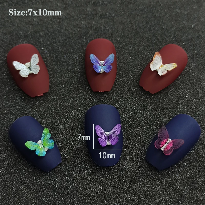 Nail Art Decoration Resin Holographic Simulation Butterfly  7X10mm Japanese Style 3D Trendy Fingernail DIY Accesories