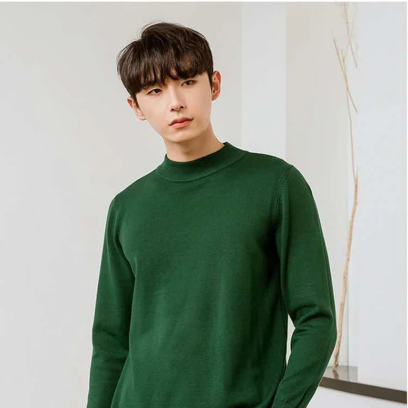 

2024 Autumn and Winter New Men V Neck Pullover Sweater Fashion Solid Color Thick Warm Bottoming Shirt Male Br Clothes