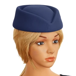 Women Girls Stewardess Air Hostesses Pillbox Hat Millinery Teardrop Fascinator Base Cap for Roleplay Cosplay Costume Accessories