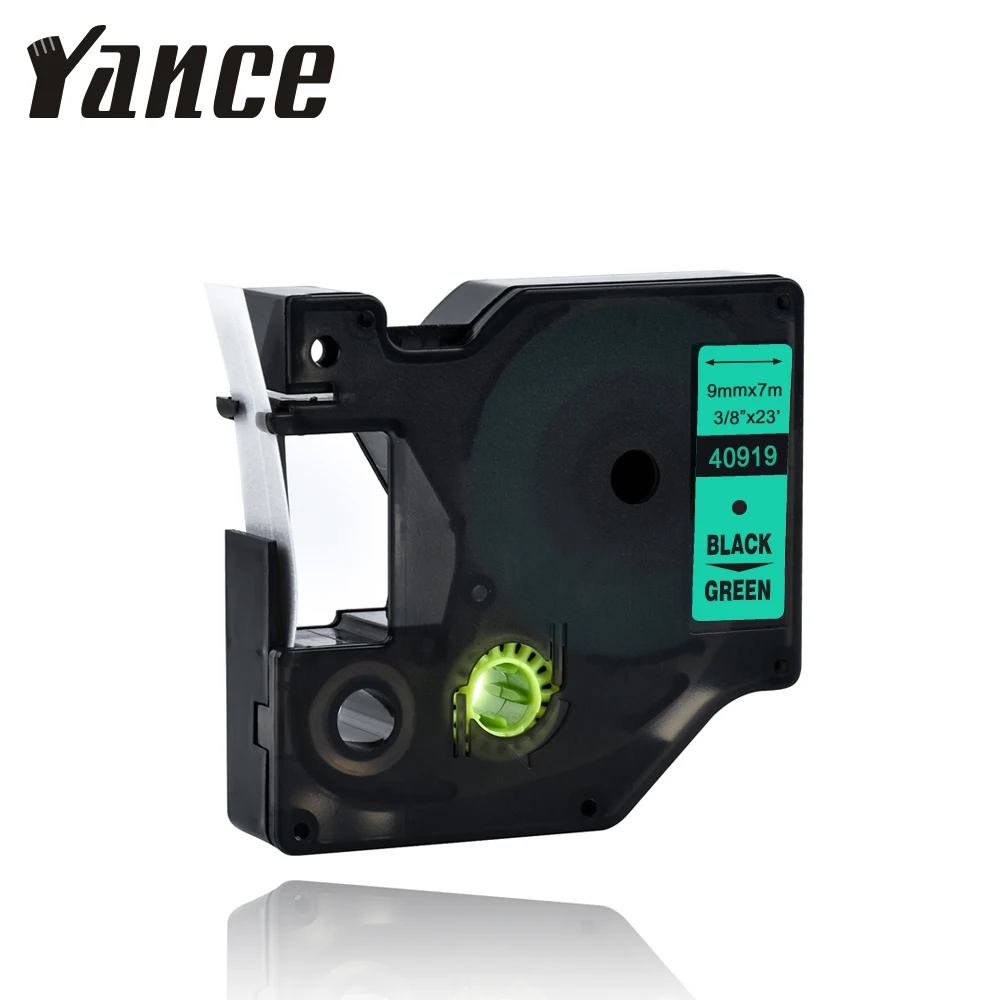 Yance 40919 black on green label tape Compatible Dymo label printer 9mm label maker tape FOR DYMO D1 PrinteLM160 280 DYMO PNP