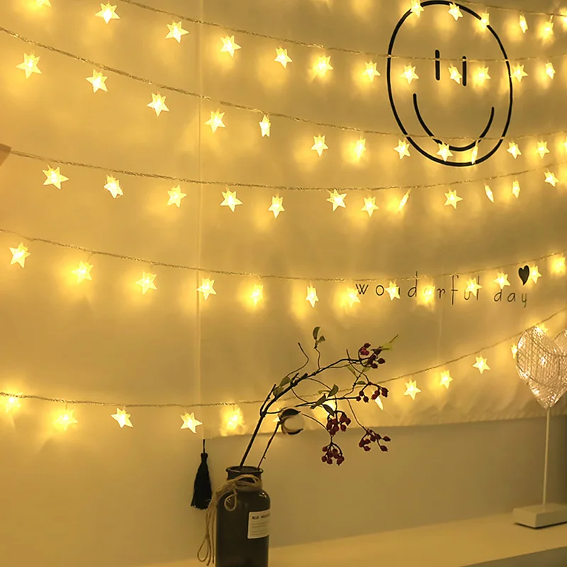 

1-6M LED Star Lights String Battery USB Garland Curtain Lamp String Home Kid Bedroom Decor 10-40LEDs Wedding Party Fairy Light