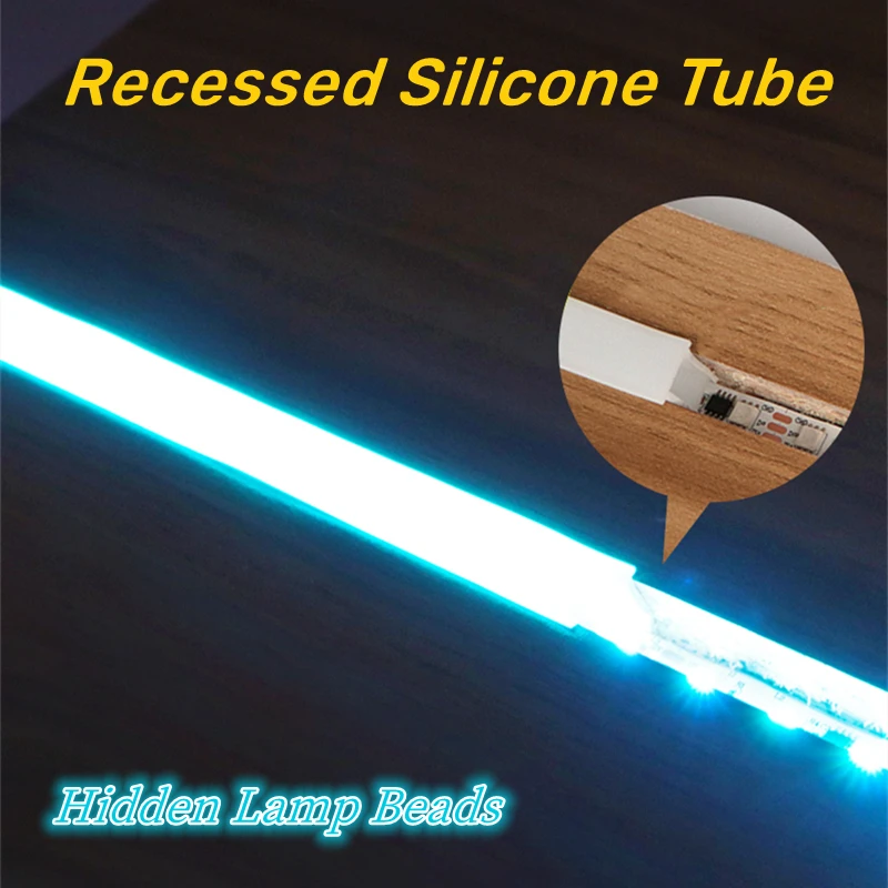 Tube de ULnéon LED flexible amovible, canal de diffuseur en silicone, bande lumineuse étanche, ruban encastré extérieur sans cadre