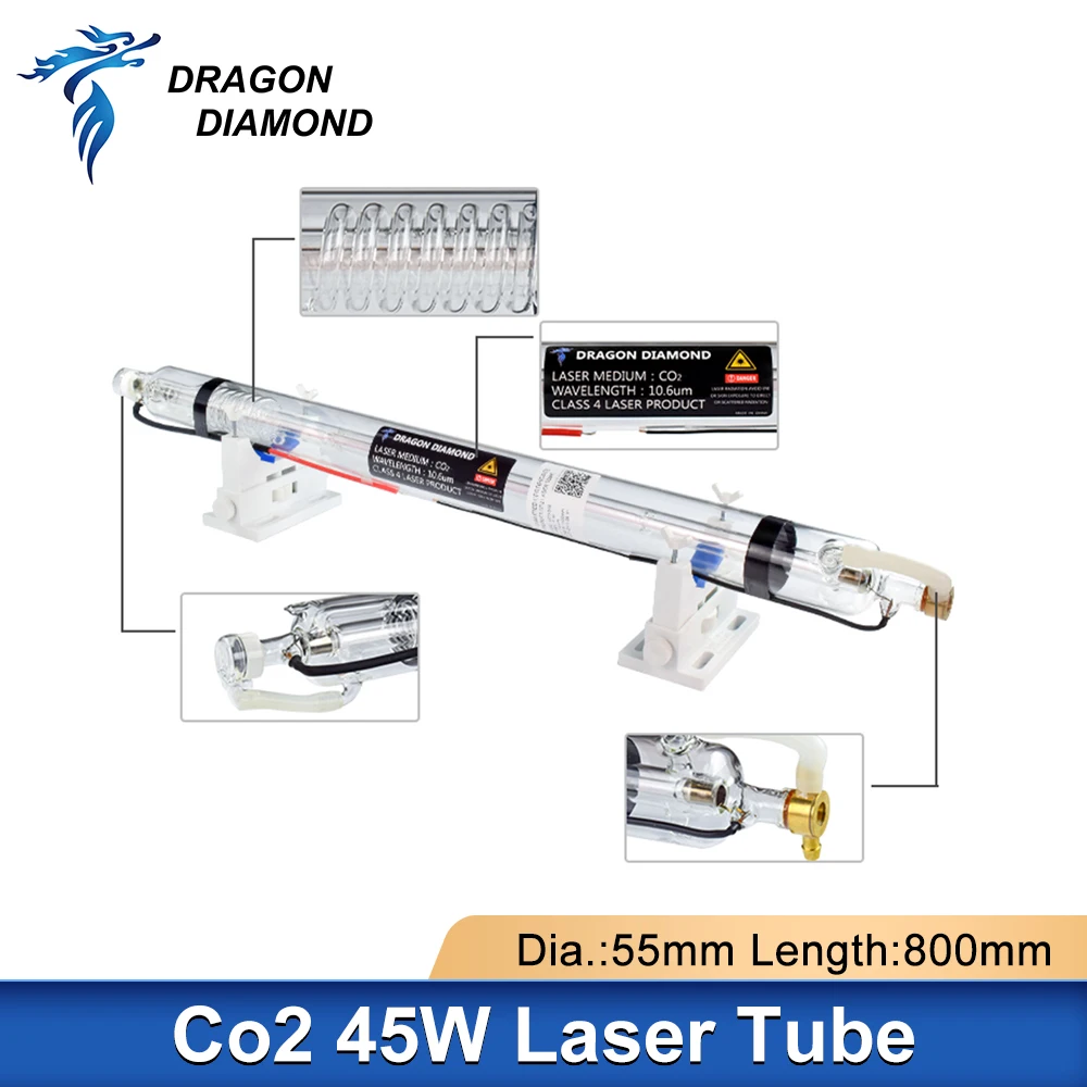 Imagem -05 - Tubo do Laser Tubo da Lâmpada para 40w 50w Laser Power Supply Dia.50 mm Comprimento 800 mm para 40 50wco2 Máquina de Corte de Gravação a Laser 45w Co2