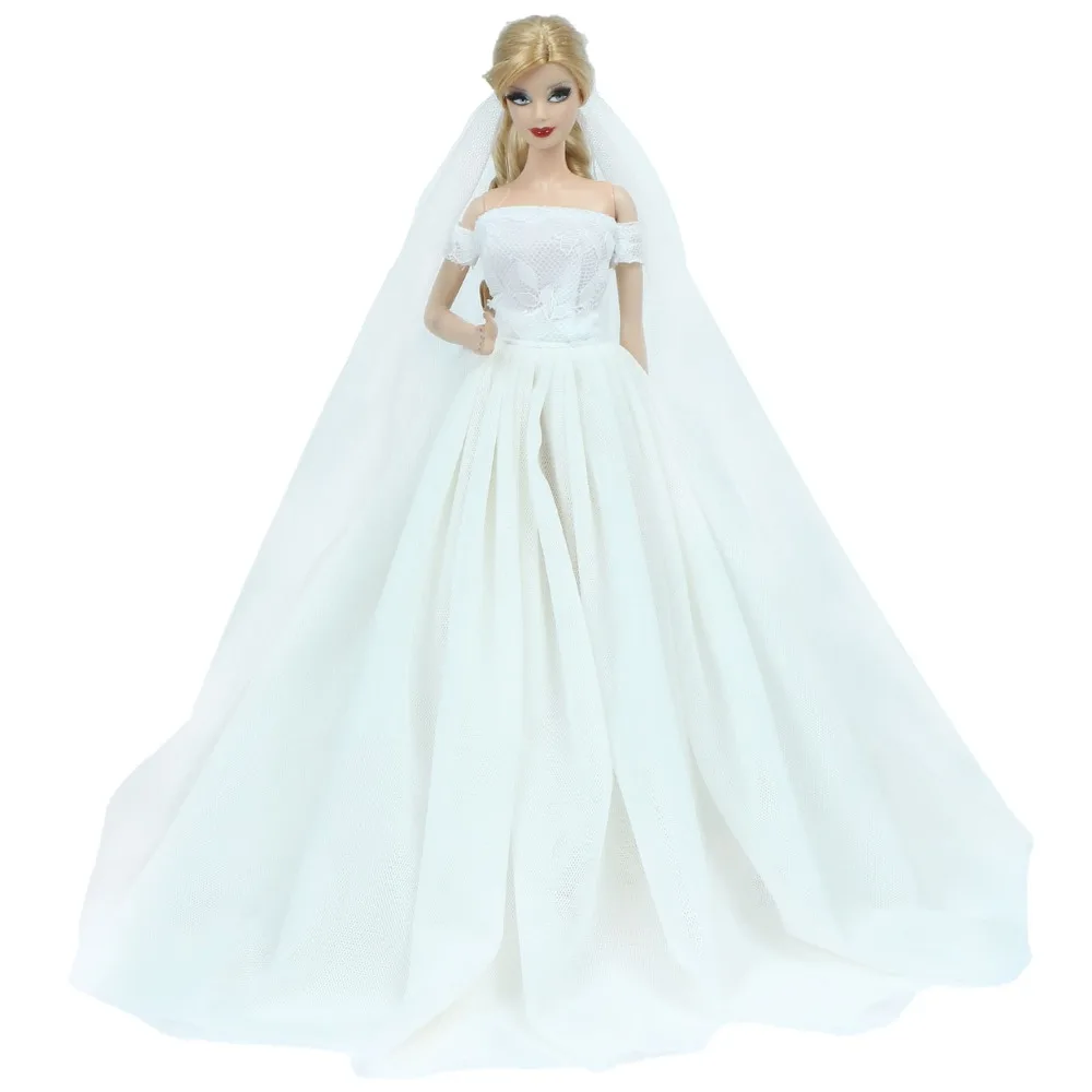 1/6 BJD Doll Wedding Party Dress Princess Gown With Veil + 1x Black Groom Suit Clothes For 30cm Doll For Ken Doll Accessories